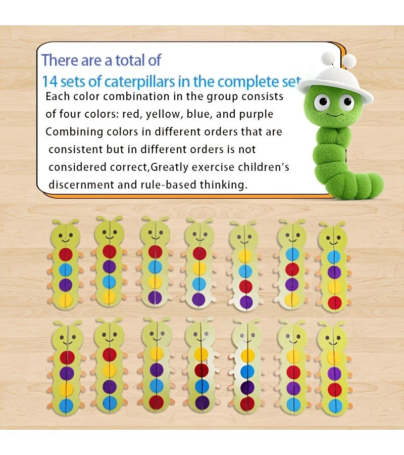 Pairing Caterpillar Toys Mathematical Gift Kindergarten Puzzle Cognitive Training Fine Motor Skills Color Matching - Image 2