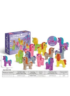 Export Baby Play Soft Glue Stacked Le Sessele Digital Animal Building Blocks Finger Doll Toy-Color:Soft Plastic Digital Unicorn Number Puzzle Matching Combination