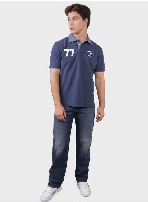Embroidered Logo Half Sleeve Polo Shirt