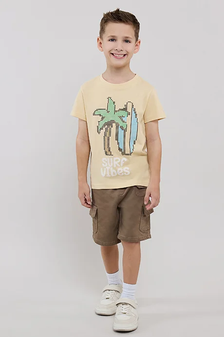 أر أند بي Printed T-Shirt with Crew Neck and Short Sleeves