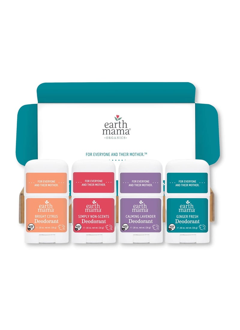 Earth Mama Earth Mama Mini Deodorant Travel Size Set | Aluminum Free Deodorant for Women | No Baking Soda | Natural Deodorant for Sensitive Skin | Safe for Pregnancy & Breastfeeding (4Pack) 