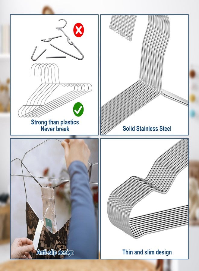 LifHap 20 Pack Silver Stainless Steel Kids Hangers, Space-Saving Non-Slip, Perfect for Baby, Toddler & Kids' Clothes - Image 4
