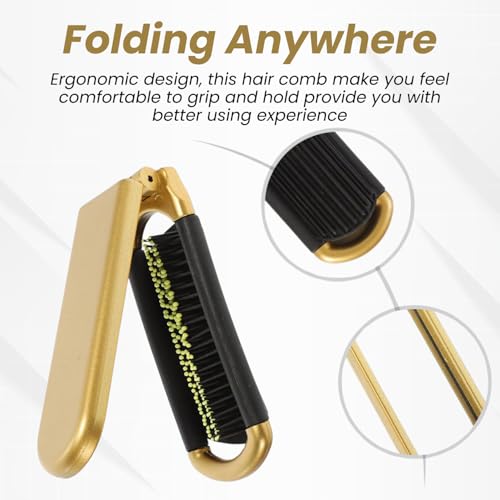 Zeyu Folding Hair Brush with Mirror | Flexible & Soft Nylon Bristles | Hair Comb for Women | Pocket Hair Comb | Compact Pocket Hair Comb Wet & Dry Detangling Hair Brush, Travel Size HairPocket Mirror (MOQ_Black) - Image 2