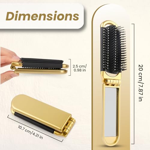 Zeyu Folding Hair Brush with Mirror | Flexible & Soft Nylon Bristles | Hair Comb for Women | Pocket Hair Comb | Compact Pocket Hair Comb Wet & Dry Detangling Hair Brush, Travel Size HairPocket Mirror (MOQ_Black) - Image 3