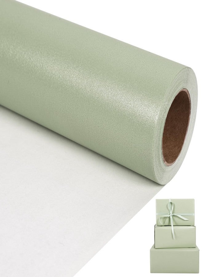 Aimyoo Sage Green Matte Wrapping Paper, 17 Inches X 27.2 Feet (38.5 sq.ft.) Solid Color Pearly-Lustre Paper Roll for Christmas Birthday Baby Shower Wedding Gift Wrap - Image 1
