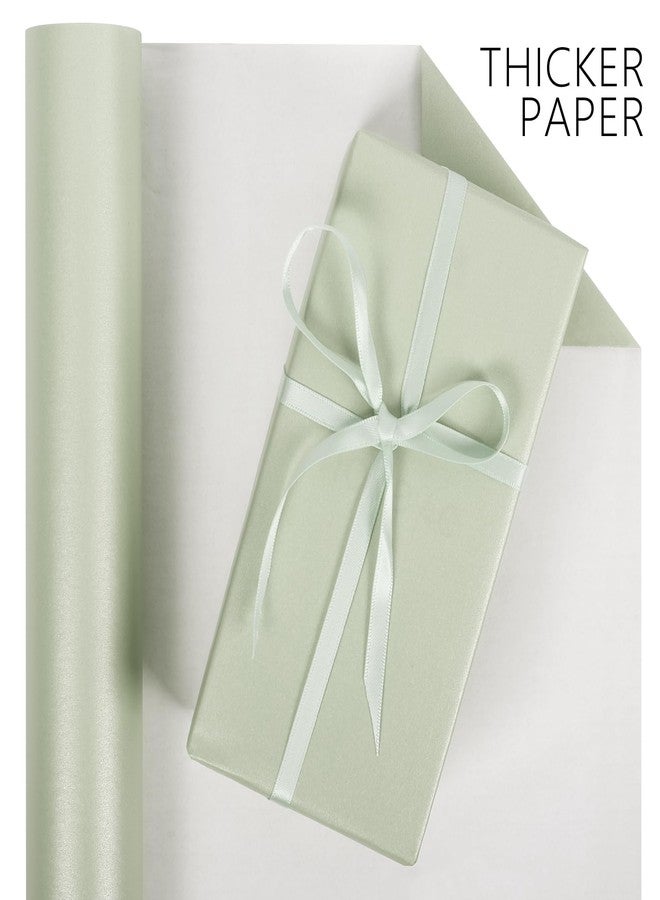 Aimyoo Sage Green Matte Wrapping Paper, 17 Inches X 27.2 Feet (38.5 sq.ft.) Solid Color Pearly-Lustre Paper Roll for Christmas Birthday Baby Shower Wedding Gift Wrap - Image 3