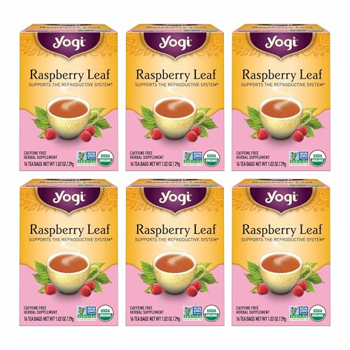 Yogi Tea Raspberry Leaf Tea 16 Tea Bags per Pack 6 Packs Supports Womens Health Healthy Pregnancy and Menstrual Cycles CaffeineFree Herbal Tea Made from Organic Raspberry Leaves - Image 1