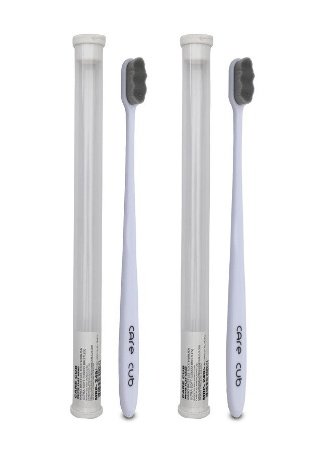 CARE CUB CARECUB White ZigZag Toothbrushes - BPA-Free, Ultra Soft Micro Nano Bristles for Gentle Cleaning, Perfect for Sensitive Teeth, Oral Care Bliss, Youth & Adults Pack of 2 - Image 1