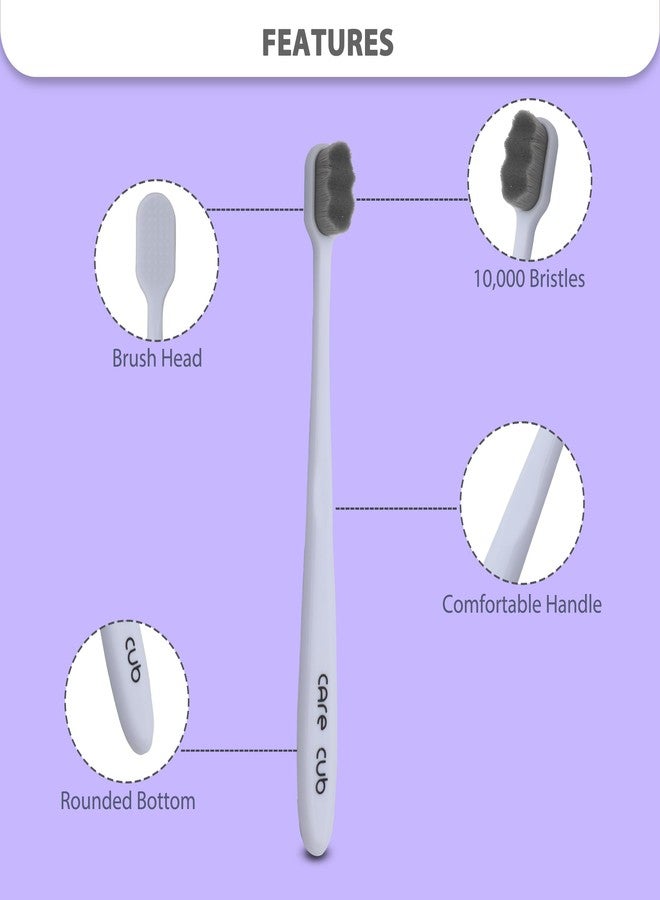 CARE CUB CARECUB White ZigZag Toothbrushes - BPA-Free, Ultra Soft Micro Nano Bristles for Gentle Cleaning, Perfect for Sensitive Teeth, Oral Care Bliss, Youth & Adults Pack of 2 - Image 4