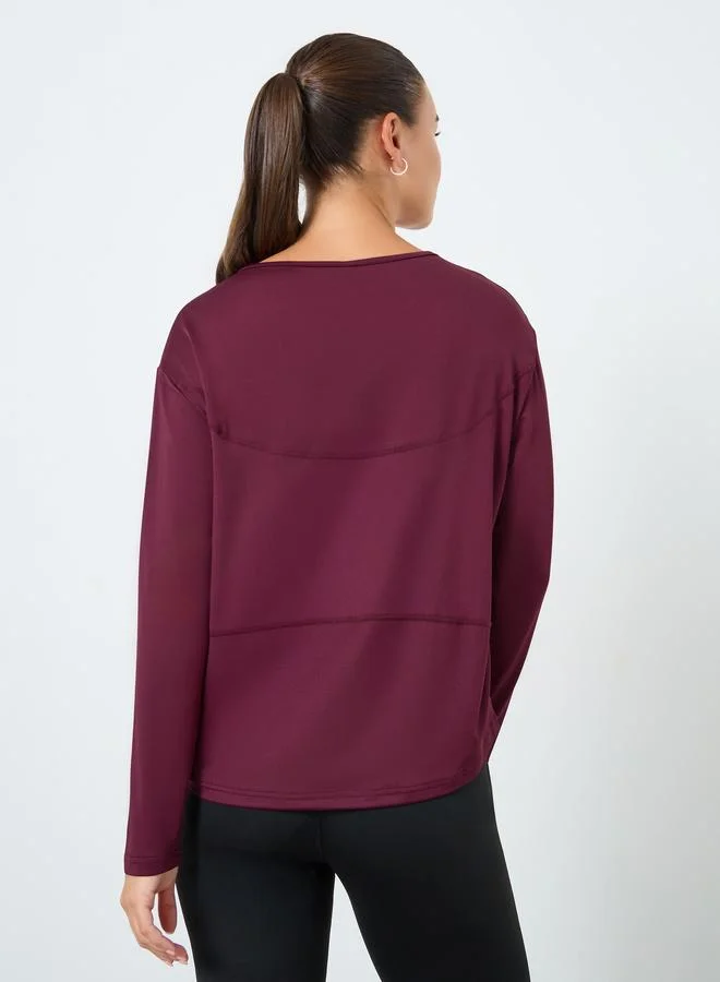 Styli Active Back Seam Panel Long Sleeves Top