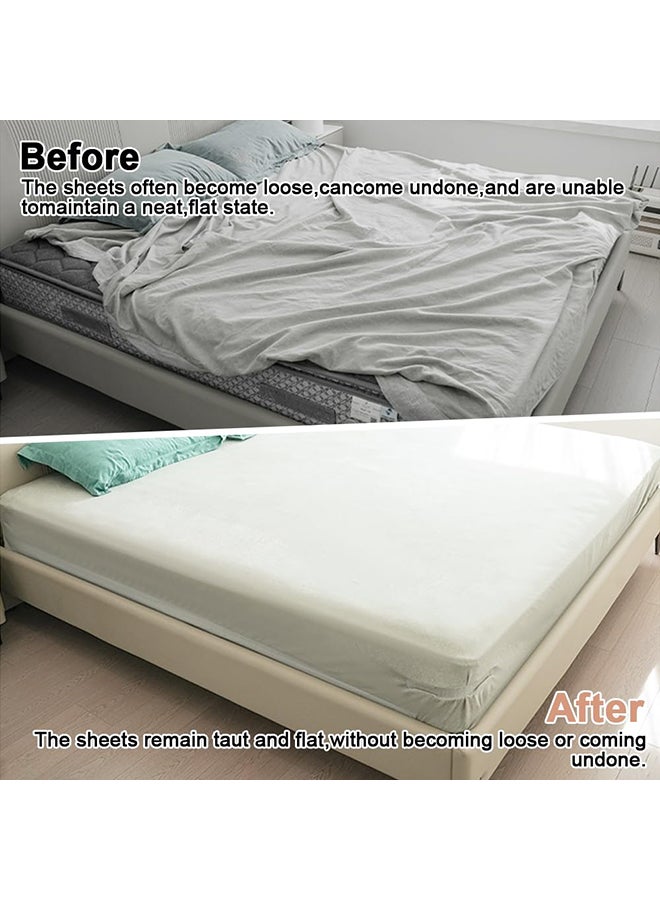 Lock Sheet Holders Set - 4 Pack Bed Sheet Holder Secure Bed Sheets Firmly in Place, Heavy Duty Bed Sheet Holder Corner Fitted Sheet Straps Fit All Mattress Size (4, White)  - Image 5