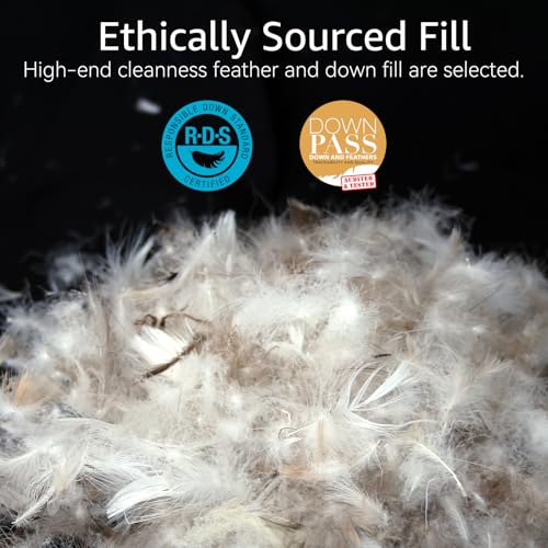 AIKOFUL Luxury Feathers Down Pillow Standard Size, Hotel Quality Fluffy Bed Pillow, Soft Pillow for Sleeping, Organic Cotton Cover(20x26”, Pack of 1) - Image 4