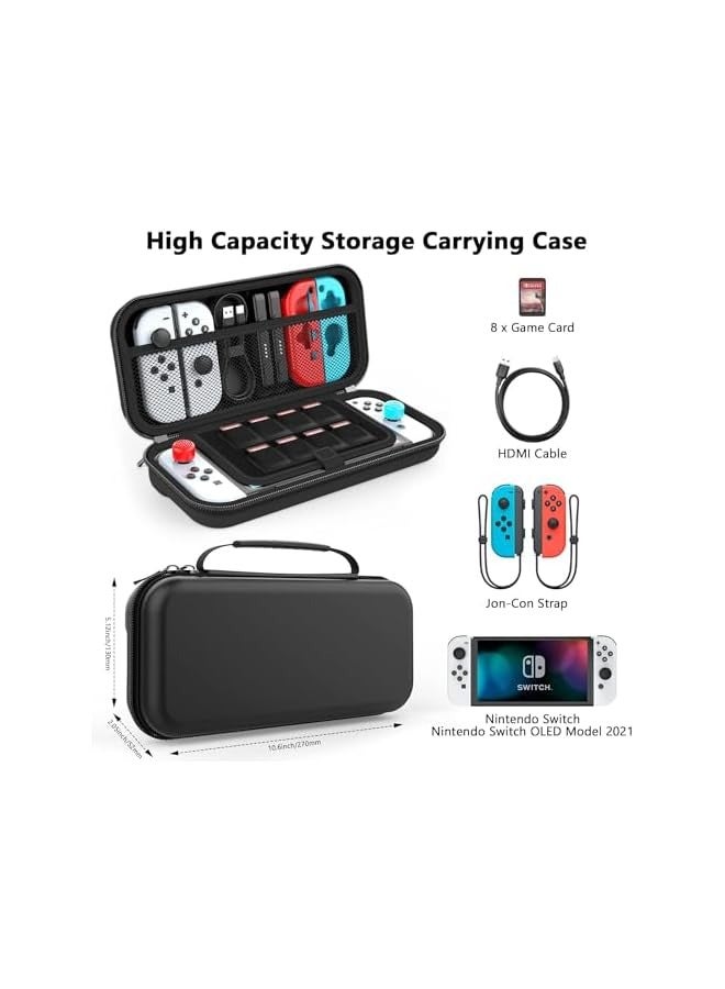 PROMASS Nintendo Switch Carrying Case【Shockproof & Waterproof】 Hard Shell Nintendo Switch Travel Case for Console Joy-Cons Game Cards Cables etc Fit for Nintendo Switch/OLED/Lite (Black) - Image 3