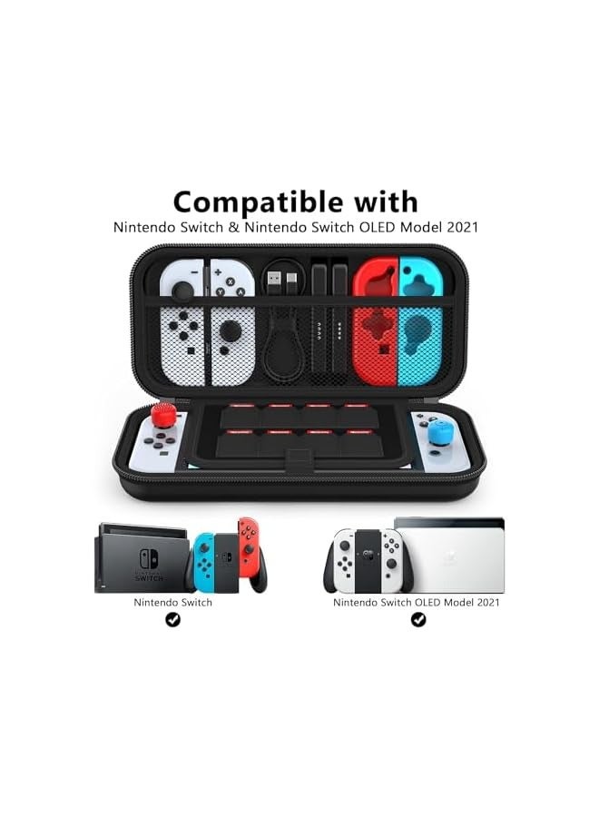 PROMASS Nintendo Switch Carrying Case【Shockproof & Waterproof】 Hard Shell Nintendo Switch Travel Case for Console Joy-Cons Game Cards Cables etc Fit for Nintendo Switch/OLED/Lite (Black) - Image 2