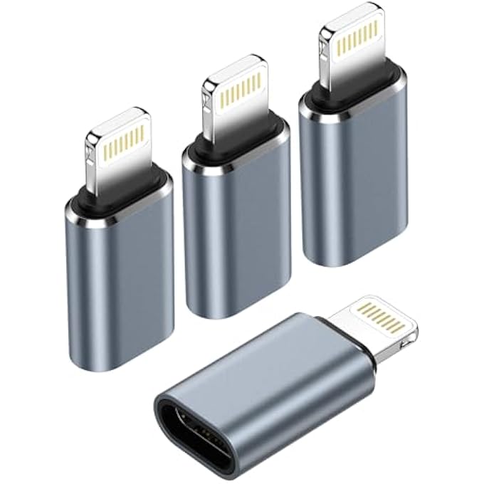 rayihni USB C TO LIGHTNING ADAPTER 4PACK, TYPE C FEMALE TO LIGHTNING MALE ADAPTER FOR IPHONE 14/13/12/11 PRO MAX/PAD/AIRPOD, USBC TO IPHONE ADAPTOR SUPPORT CHARGING/DATA SYNC, NOT FOR HEADPHONE/AUDIO/OTG - Image 1