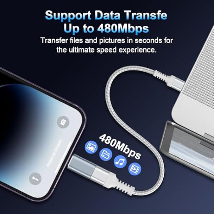 rayihni USB C TO LIGHTNING ADAPTER 4PACK, TYPE C FEMALE TO LIGHTNING MALE ADAPTER FOR IPHONE 14/13/12/11 PRO MAX/PAD/AIRPOD, USBC TO IPHONE ADAPTOR SUPPORT CHARGING/DATA SYNC, NOT FOR HEADPHONE/AUDIO/OTG - Image 3