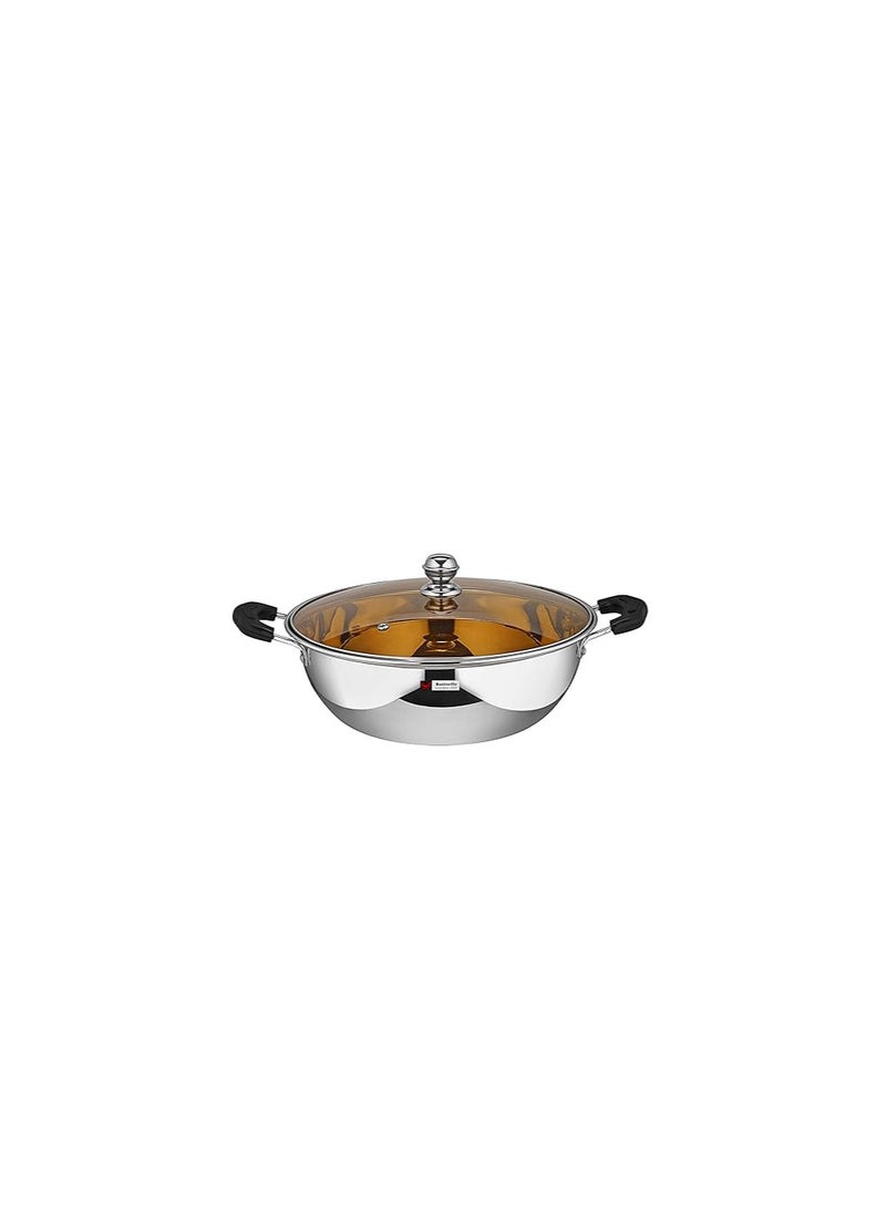 BUTTERFLY Butterfly Stainless Steel Kadai with Glass Lid 26 cm  - Image 1