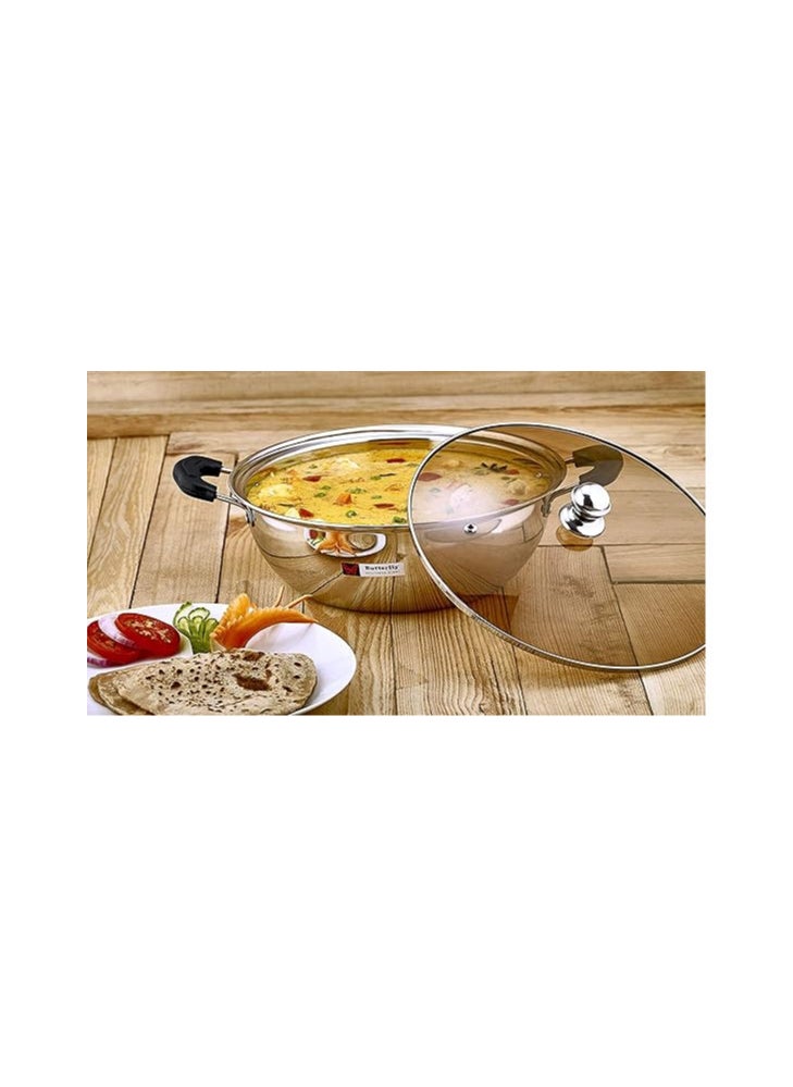 BUTTERFLY Butterfly Stainless Steel Kadai with Glass Lid 26 cm  - Image 3
