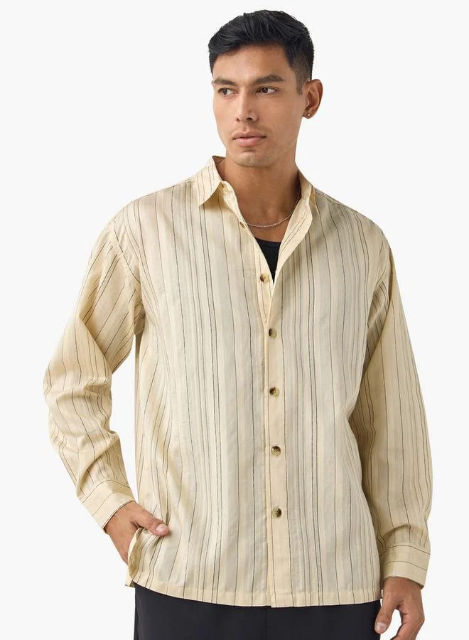 Iconic Striped Regular Fit Shirt with Long Sleeves