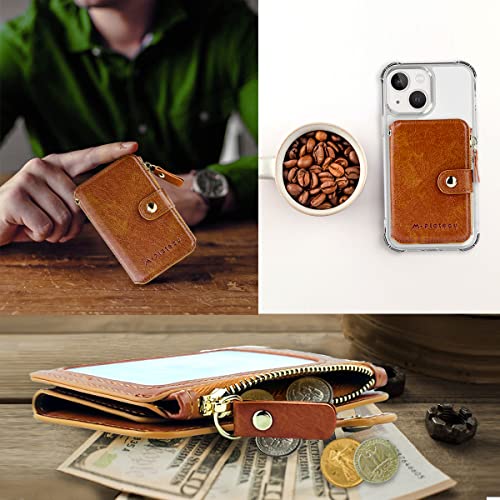 M-Plateau Phone Wallet Vegan Leather Magnetic Button Wallet For Men Have 6 Id Window Designed For iPhone 13 Pro Max,Google Pixel, Galaxy Attachment 3M Adhesive Sticker (Brown) - Image 5