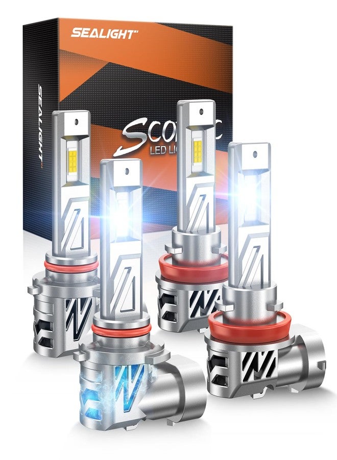 SEALIGHT 𝟗𝟎𝟎𝟓+𝐇𝟏𝟏 𝐋𝐢𝐠𝐡𝐭 Combo, 64,000LM 700% Super Brighter, 1:1 Real Size, 6500K Cool White Fog Light Bulbs for Car Powersports ATV/UTV, Pack of 4 - Image 1