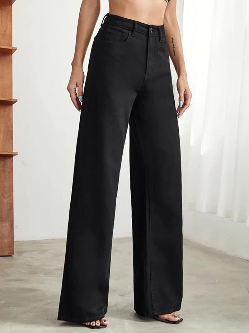 KOTTY Womens Solid High Rise Cotton Lycra Blend Relaxed Fit Jeans Jade Black (Black,30)_KOTTYLADIESJEANS1003L - Image 3