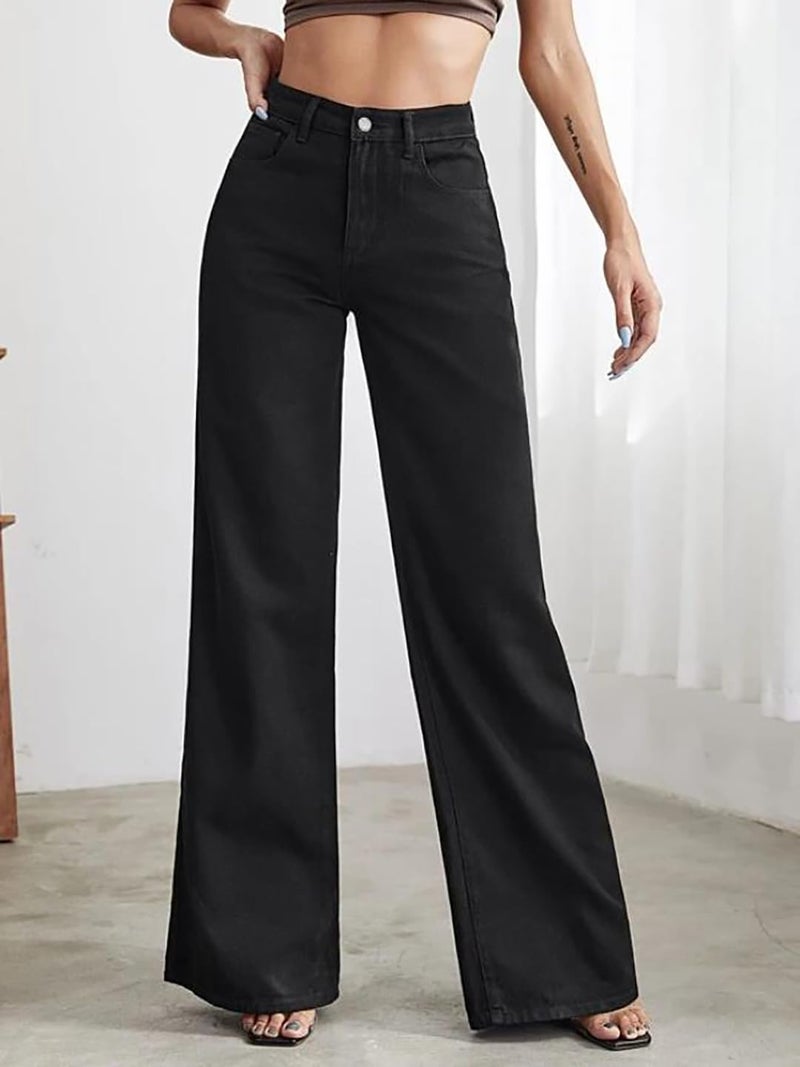 KOTTY Womens Solid High Rise Cotton Lycra Blend Relaxed Fit Jeans Jade Black (Black,30)_KOTTYLADIESJEANS1003L - Image 5