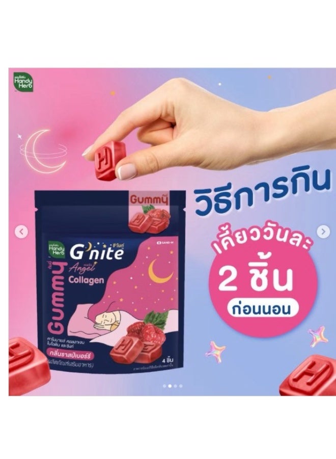 Gummy G’nite Angel Collagen Gummies Raspberry Flavor 24g x 6 Sachets (144g) – Sleep, Skin & Beauty Support - Image 4