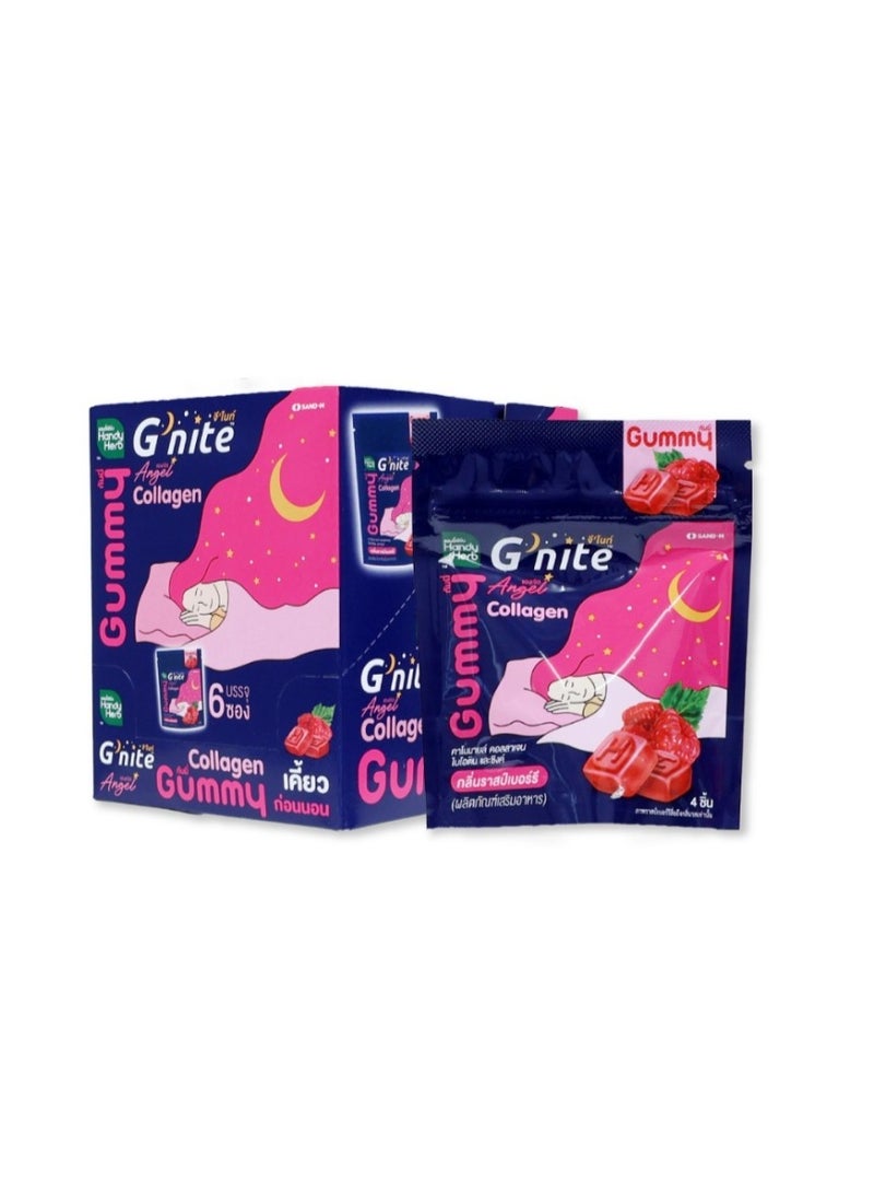 Gummy G’nite Angel Collagen Gummies Raspberry Flavor 24g x 6 Sachets (144g) – Sleep, Skin & Beauty Support - Image 1