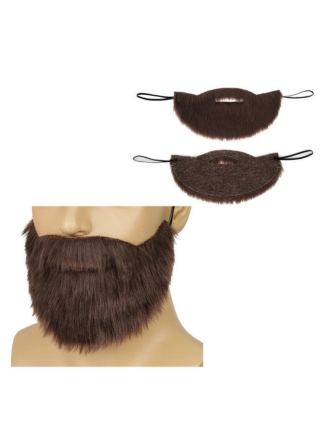 FVCENT Men's Beard Fake Mustache Fake Beards Costume Facial Supplies Disguise Male Makeup Cosplay Holiday Party (Brown) - Image 3