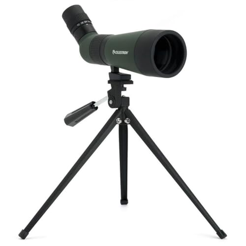Celestron LandScout 60mm Angled Spotting Scope Fully Coated Optics 1236x Zoom Eyepiece Rubber Armored Tabletop Tripod and Smartphone Adapter - Image 1