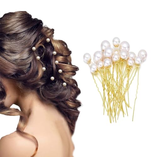 TEMPERIA (12pcs) Pearl U Pins Hair Accessories for Women & Girls - Decoration Pearls Beads Hair Clip for Bride Hairstyle - For Wedding/Parties (MN01) - Image 1