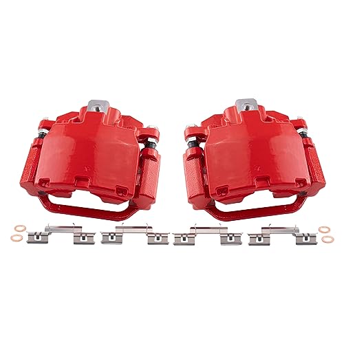 TRQ Rear Performance Brake Caliper Set Red Compatible with 07-20 Cadillac Chevrolet 07-19 GMC - Image 1