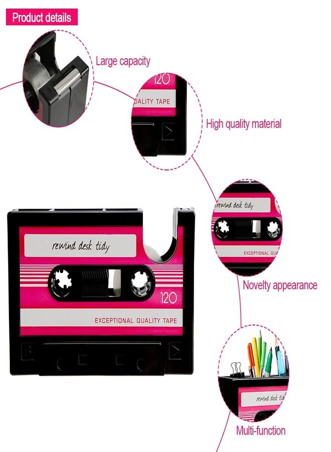 YXQ Fun Tape Dispenser Novelty Unique Pen Dispenser Cool Retro Desk Accessories，Pink - Image 4