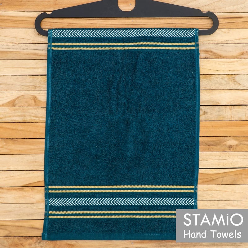 STAMIO Cotton 390 GSM Hand Towel Set of 6, 13 X 21 inches for Men, Women, Home Use, Gym, Wash Basin, Kitchen | Soft, Absorbent, Quick Dry, Small Size Towels, Travel Friendly | Multicolor (Multicolor) - Image 5
