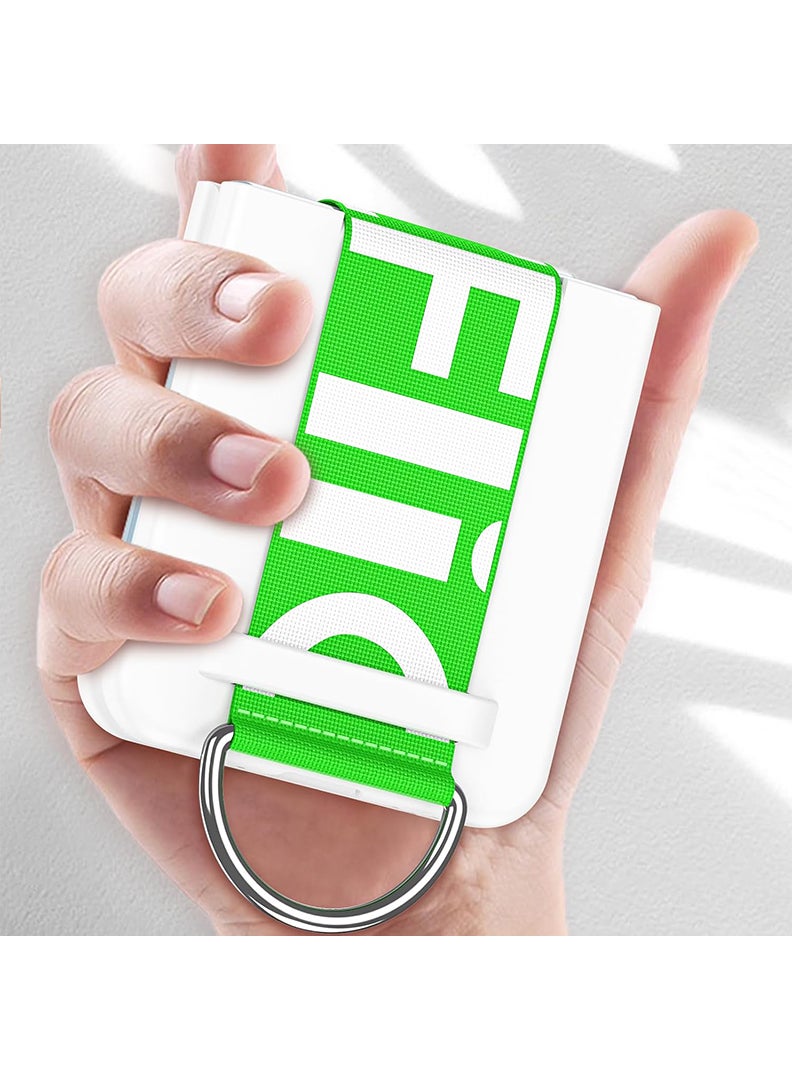 Case Up Compatible with Samsung Galaxy Z Flip 7 6.9 Inch Strap Case, Premium Liquid Silicone [Soft Anti-Scratch] Shockproof Protective Slim Phone Cover for Samsung Galaxy Z Flip 7 2025, White/ Green - Image 4