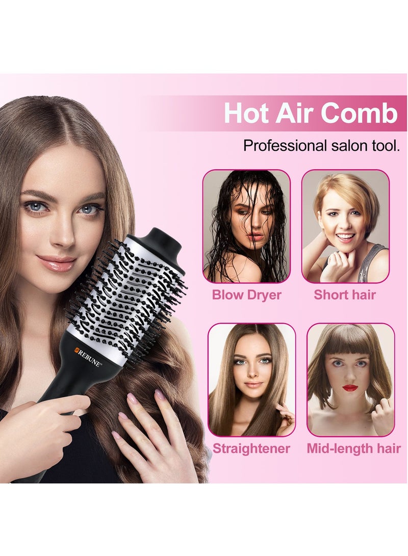 REBUNE 1300Watts Hair Dryer Brush 3 In 1 Hot Air Styler For Hair Drying Straightening Curling - Image 2