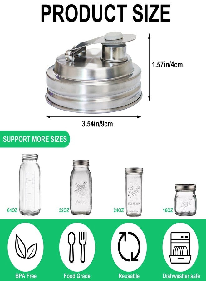 lenpestia 2 Pack Wide Mouth Mason Jar Stainless Steel Pour Spout Lid, Reusable Mason Jar Lids, for Ball Wide Mouth Mason Jars, Leak Proof Seal, for Drinking Salad Dressing & Food Storing - Image 2