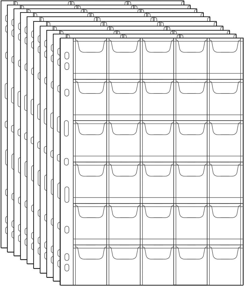 Lewano Coin Collecting Pages 30 Pockets Per Sheet (Pocket Size 3.5 * 3.5cm) Standard 9Hole Coin Pocket Inserts Collecting Sleeves for Coins (30 Sheet) - Image 1