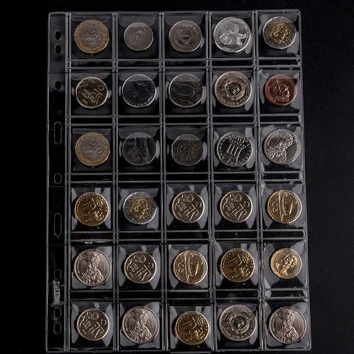 Lewano Coin Collecting Pages 30 Pockets Per Sheet (Pocket Size 3.5 * 3.5cm) Standard 9Hole Coin Pocket Inserts Collecting Sleeves for Coins (30 Sheet) - Image 5