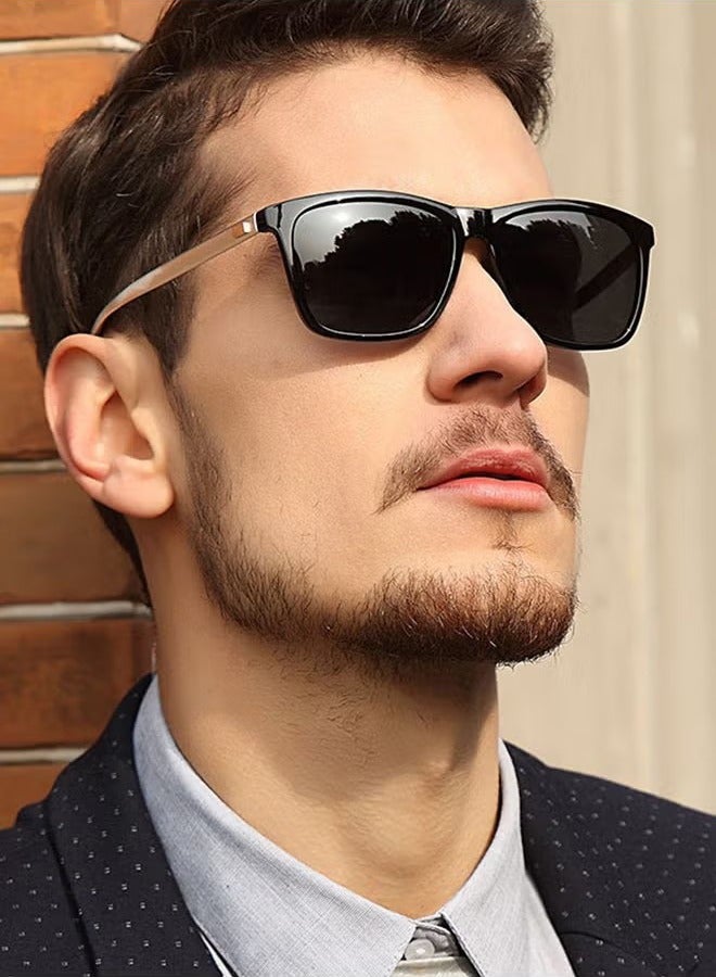 Square Sunglasses Unisex Vintage Retro or Men Women Fashion Rectangle Sun Glasses with Glasses Case