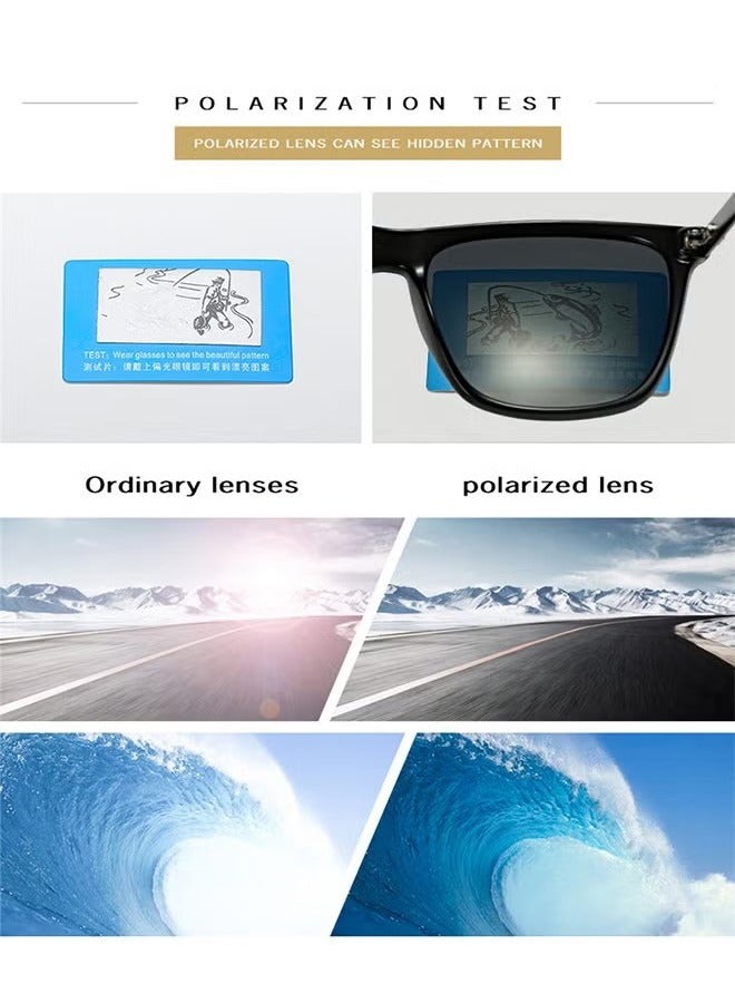 Square Sunglasses Unisex Vintage Retro or Men Women Fashion Rectangle Sun Glasses with Glasses Case