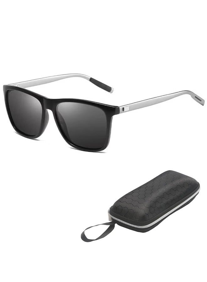 Square Sunglasses Unisex Vintage Retro or Men Women Fashion Rectangle Sun Glasses with Glasses Case