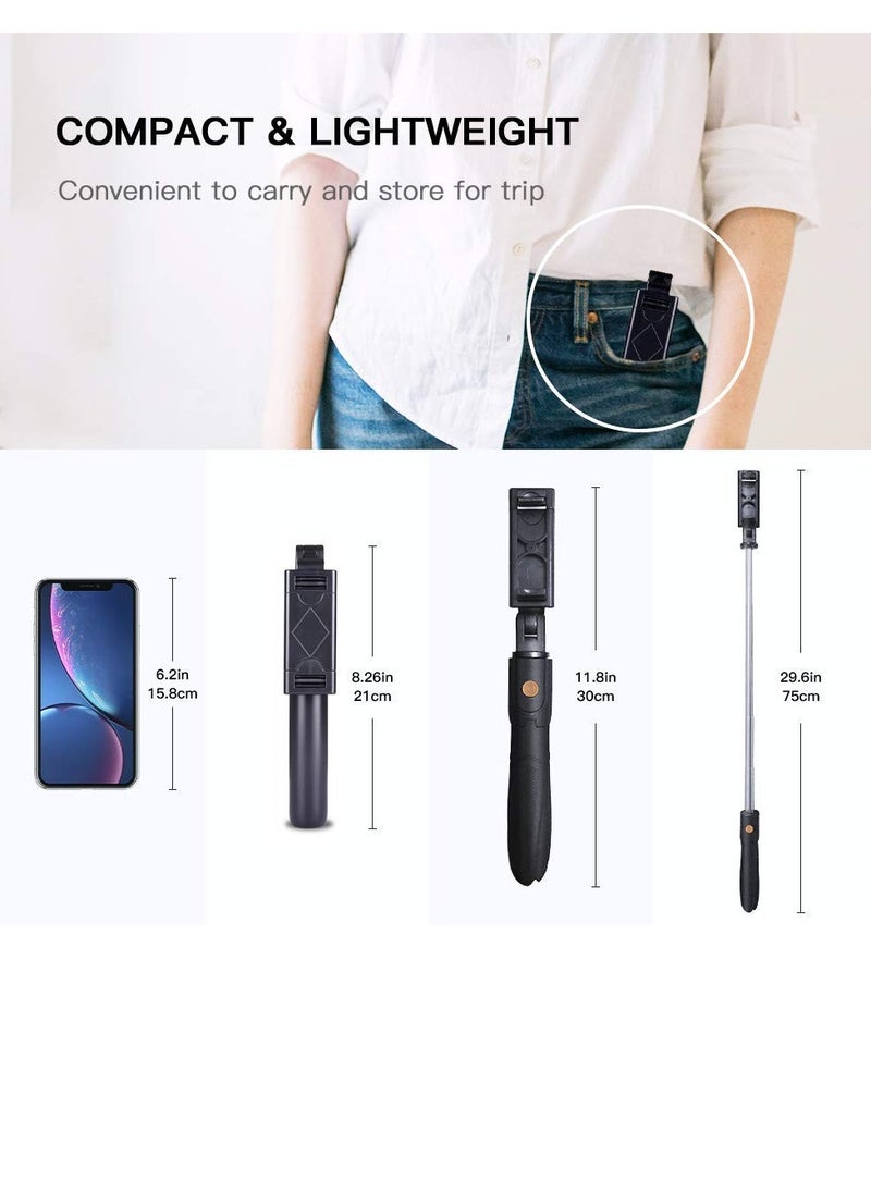 Generic - Selfie Stick Tripod Stand Holder Extendable with Bluetooth Remote Compatible with Samsung Galaxy S7/7 Plus /S8/8 plus/S9/9 Plus iOS and Android Cellphone/Phone X/Phone 8/8 Plus - Image 1