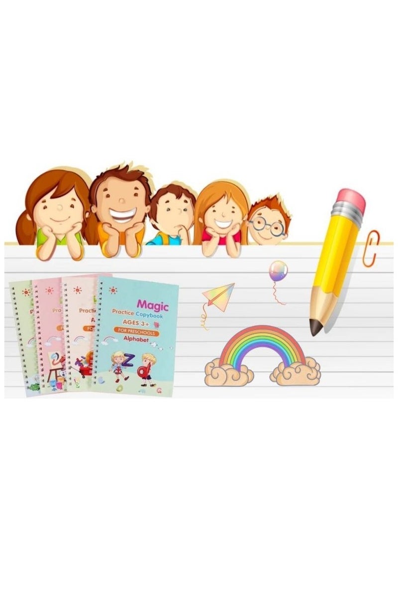 Sank Magic Children’s Grooved Magic Practice Copybook Set – 4 English Workbooks with Pen Holder & Refills – Handwriting Control Training for Kids - Image 4