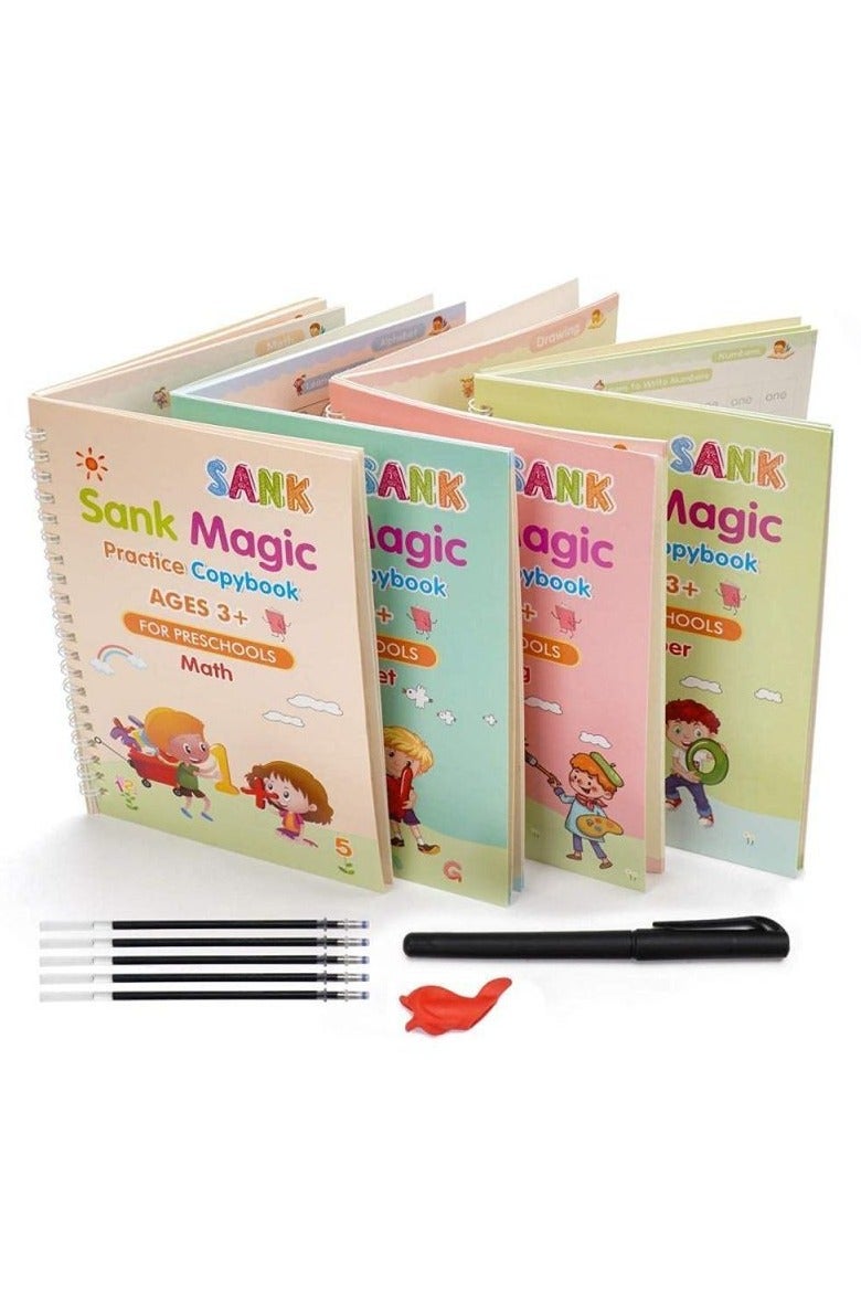 Sank Magic Children’s Grooved Magic Practice Copybook Set – 4 English Workbooks with Pen Holder & Refills – Handwriting Control Training for Kids - Image 5