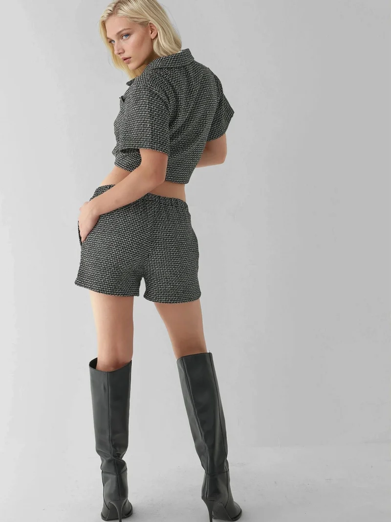 Hiccup Black Tweed Shorts for Women | Best Price UAE