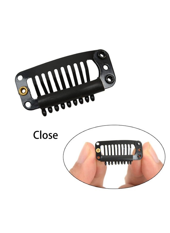 YTBYT 50 Pcs Hair Extension Clips 32Mm 9Teeth Wig Clips Metal Snap Hair Clips With Rubber Silicone Back For Wigs Hairpiece Accessories Diy Clips (Black) - Image 4