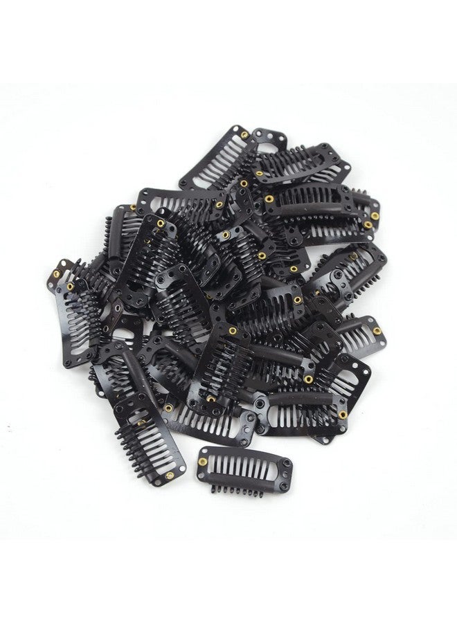 YTBYT 50 Pcs Hair Extension Clips 32Mm 9Teeth Wig Clips Metal Snap Hair Clips With Rubber Silicone Back For Wigs Hairpiece Accessories Diy Clips (Black) - Image 5