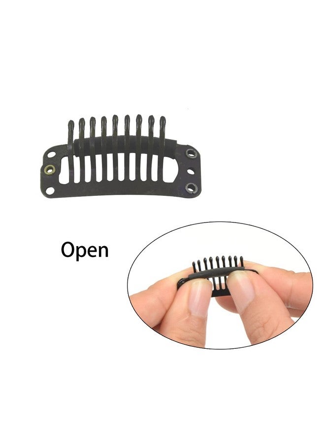 YTBYT 50 Pcs Hair Extension Clips 32Mm 9Teeth Wig Clips Metal Snap Hair Clips With Rubber Silicone Back For Wigs Hairpiece Accessories Diy Clips (Black) - Image 3